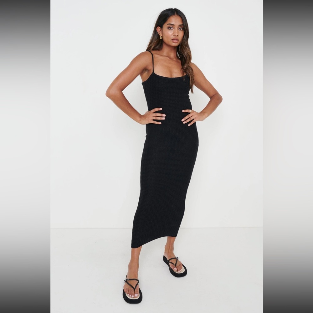 Keisha crochet midaxi dress - black